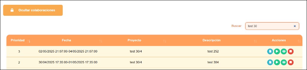 Captura filtrada de tareas en Oraculus
